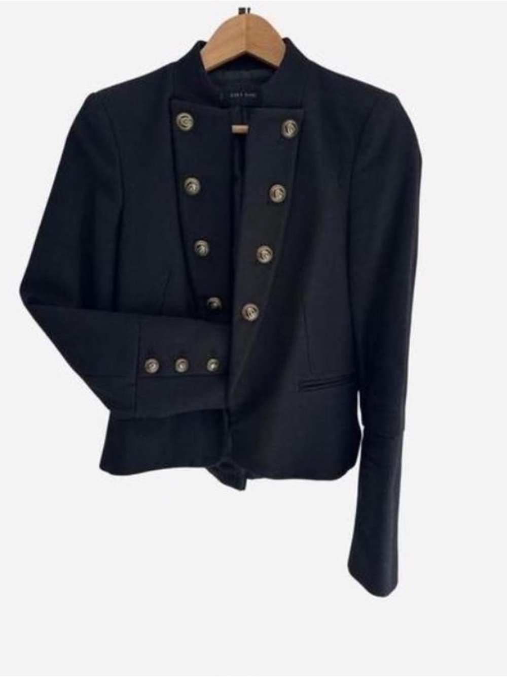 Zara Black Double-Breasted Military-Style Blazer